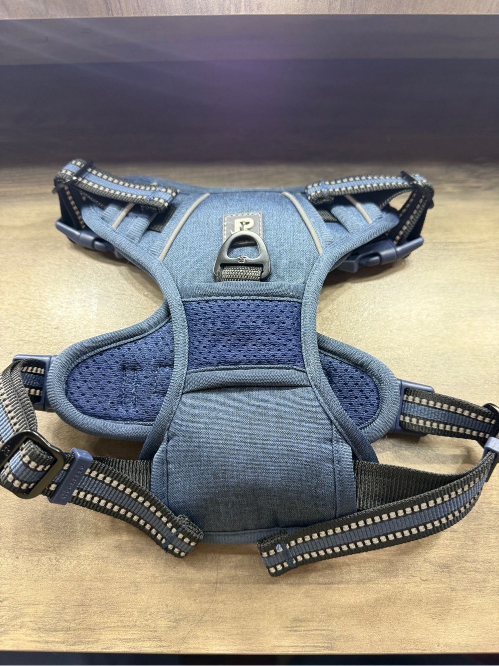 Blue Padded Dog Harness with Reflective Straps